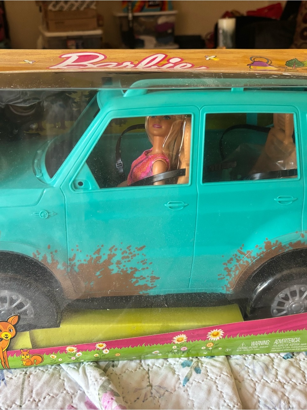 Barbie Teal SUV Toy with Pink-Clad Doll